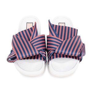 No. 21 Knotted Striped Satin Slides size 36